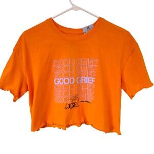 Peanuts X Lefties Good Grief Charlie Brown Cropped Tee Medium/ Large Orange NEW